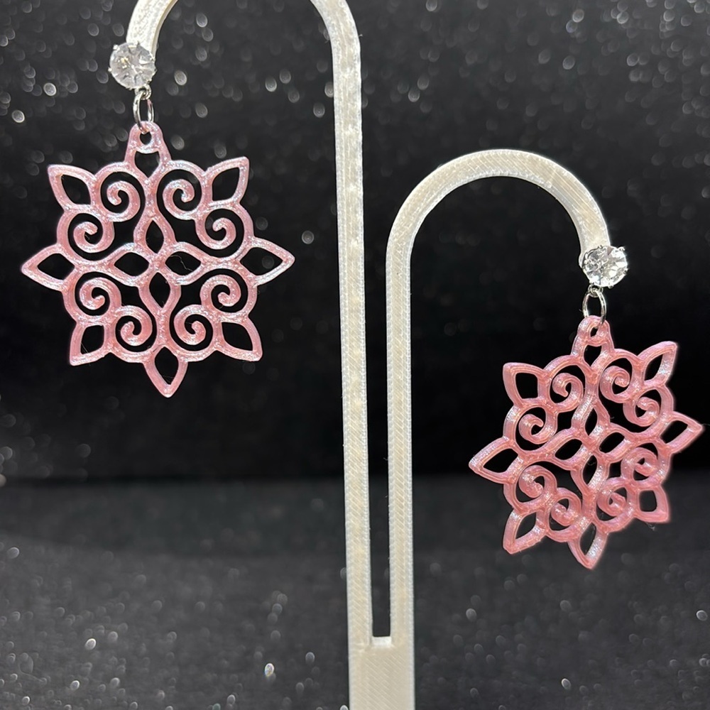 Pink and Blue Color Shift Swirl Earrings - Picture 6 of 6